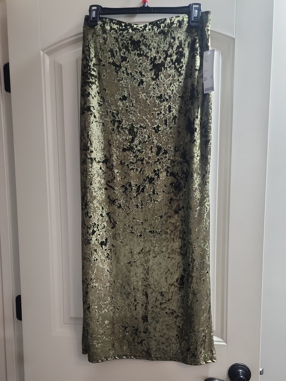 Urban Outfitters Olive Crushed Velvet Maxi Skirt